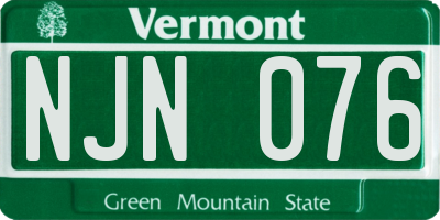 VT license plate NJN076