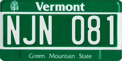 VT license plate NJN081