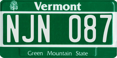 VT license plate NJN087