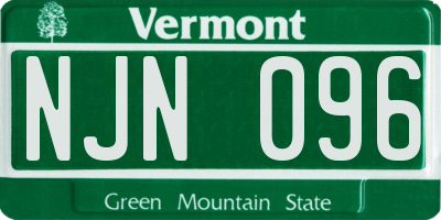 VT license plate NJN096