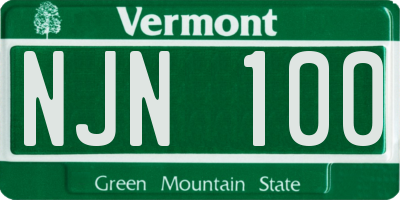 VT license plate NJN100