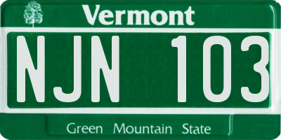VT license plate NJN103