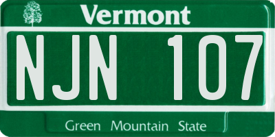 VT license plate NJN107