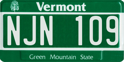 VT license plate NJN109