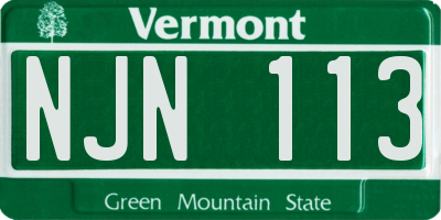 VT license plate NJN113