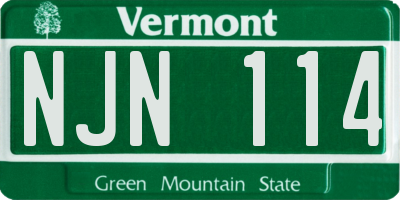 VT license plate NJN114