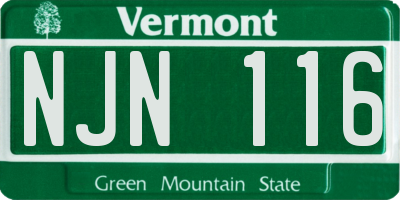 VT license plate NJN116