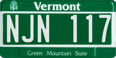 VT license plate NJN117