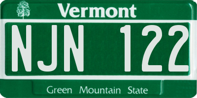 VT license plate NJN122
