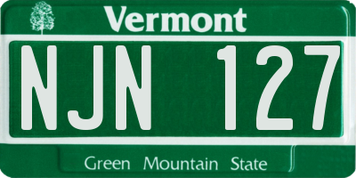 VT license plate NJN127