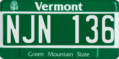 VT license plate NJN136
