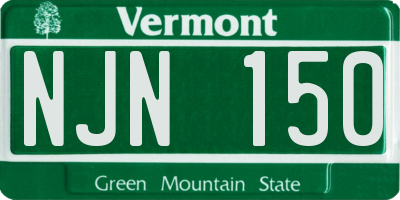 VT license plate NJN150