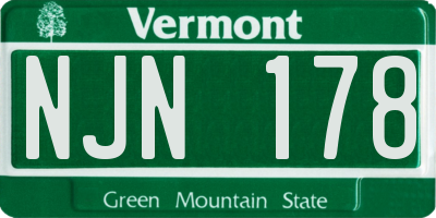 VT license plate NJN178