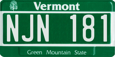 VT license plate NJN181