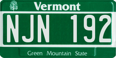 VT license plate NJN192