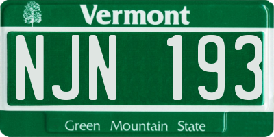 VT license plate NJN193