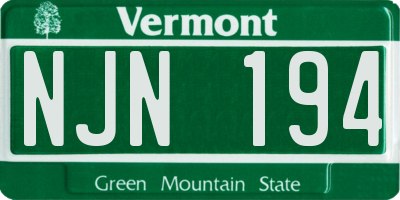 VT license plate NJN194