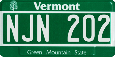 VT license plate NJN202