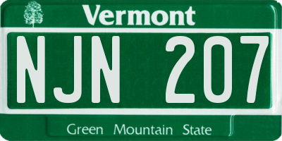 VT license plate NJN207