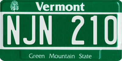 VT license plate NJN210