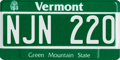 VT license plate NJN220