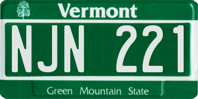VT license plate NJN221