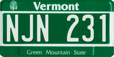 VT license plate NJN231