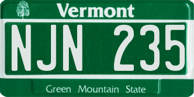VT license plate NJN235