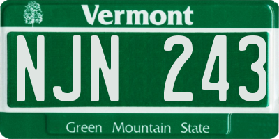 VT license plate NJN243
