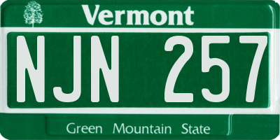VT license plate NJN257