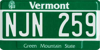 VT license plate NJN259