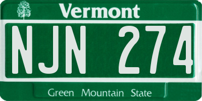 VT license plate NJN274