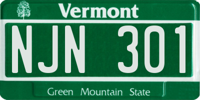 VT license plate NJN301