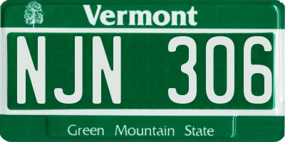 VT license plate NJN306
