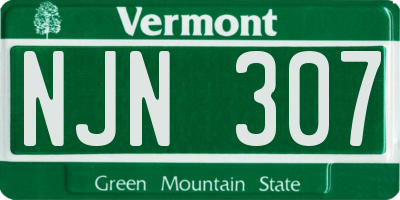 VT license plate NJN307
