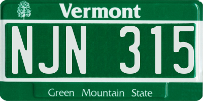 VT license plate NJN315