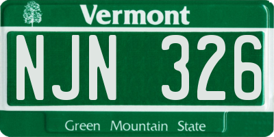 VT license plate NJN326