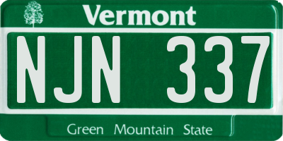 VT license plate NJN337