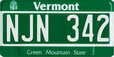 VT license plate NJN342