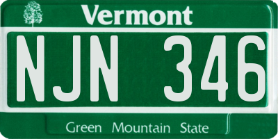 VT license plate NJN346