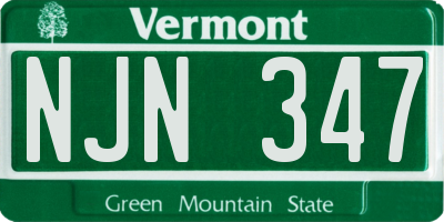 VT license plate NJN347