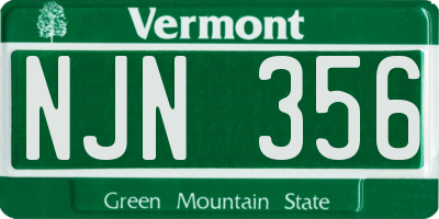 VT license plate NJN356