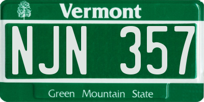 VT license plate NJN357