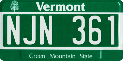VT license plate NJN361