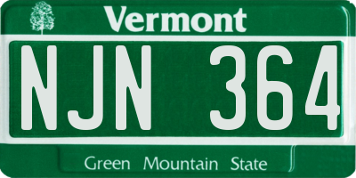 VT license plate NJN364