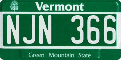 VT license plate NJN366