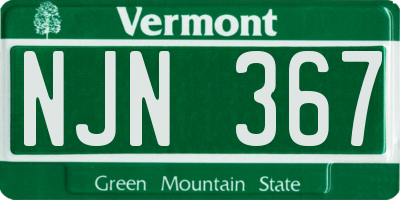 VT license plate NJN367
