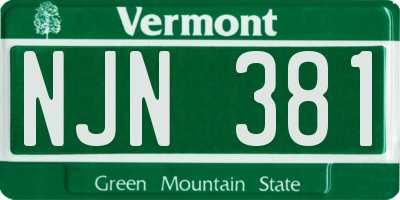 VT license plate NJN381