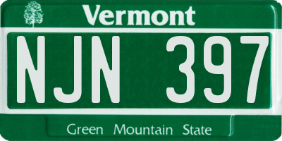 VT license plate NJN397