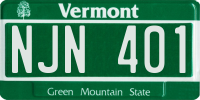 VT license plate NJN401